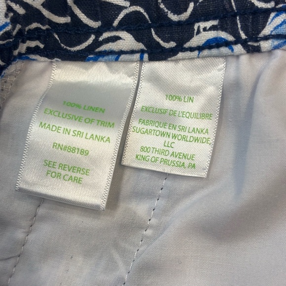 Lilly Pulitzer Taron Linen Pants in the Low Tide Navy Sails, 24” inseam, Sz XL - Picture 6 of 6